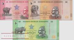 Zimbabwe: 10 - 50 ZIG (3 Banknoten)