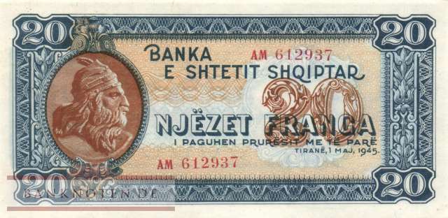 Albanien - 20  Franga (#016_UNC)