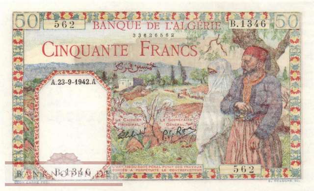 Algerien - 50  Francs (#087-42_UNC)