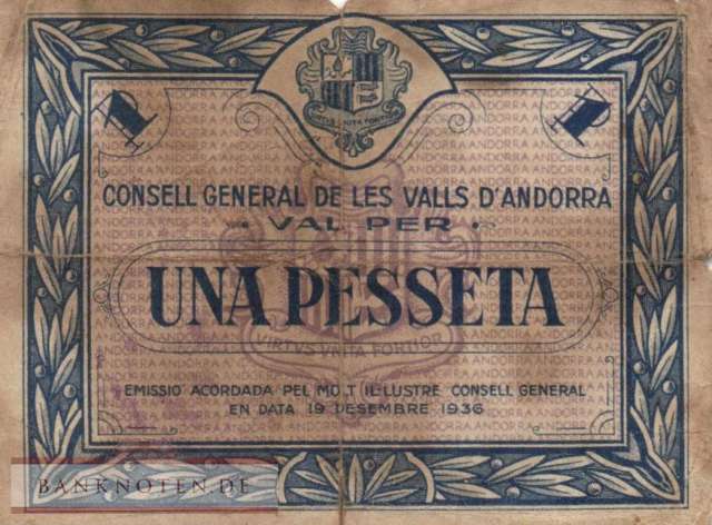 Andorra - 1  Pesseta (#001_VG)
