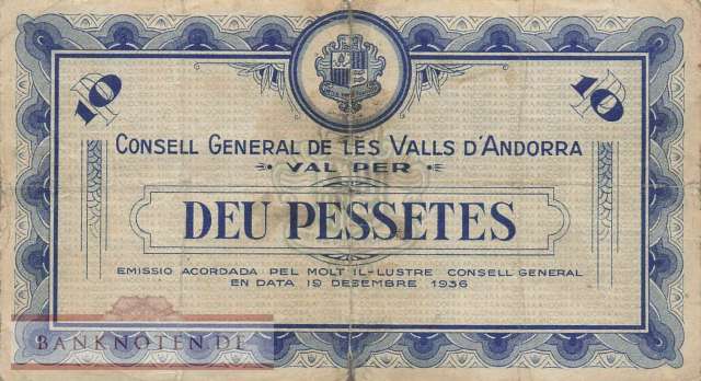 Andorra - 10  Pessetas (#004_VG)