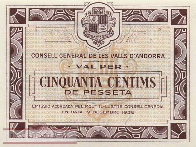 Andorra - 50  Centimes (#005_UNC)