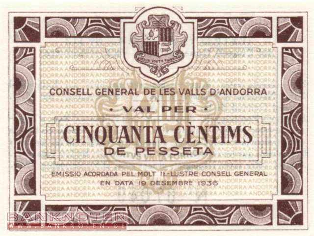 Andorra - 50  Centimes (#005_UNC)