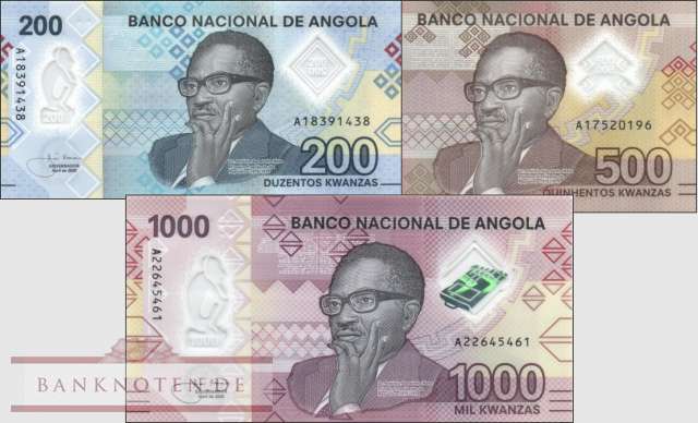 Angola: 200 - 1.000 Kwanzas (3 Banknoten)