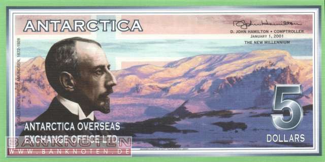 Antarctica - 5  Dollars - Privatausgabe (#009_UNC)