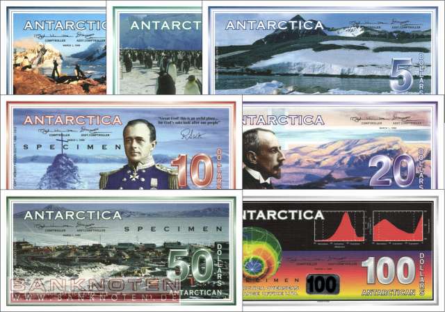 Antarctica:  1 - 100 Dollars SPECIMEN (7 Banknoten)