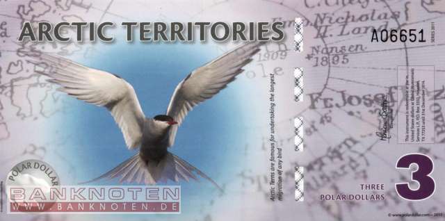 Arktische Region - 3  Polar Dollars - Privatausgabe (#905_UNC)