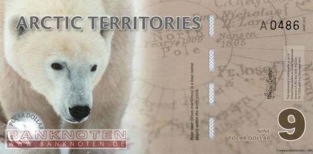 Arctic Territories - 9  Polar Dollars - private issue (#910_UNC)