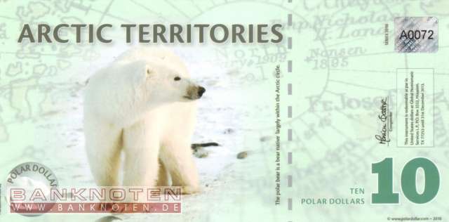 Arktische Region - 10  Polar Dollars - Privatausgabe (#911_UNC)