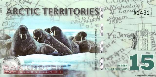 Arctic Territories - 15  Polar Dollars - private issue (#914_UNC)