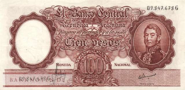 Argentina - 100  Pesos (#277-G_VF)