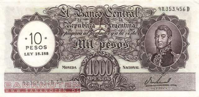 Argentinien - 10  Pesos (#284_XF)