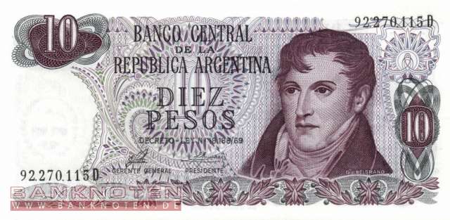 Argentinien - 10  Pesos (#295-U1-D_UNC)