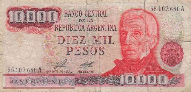 Argentina - 10.000  Pesos (#306a-1_VG)