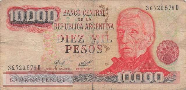 Argentina - 10.000  Pesos (#306a-2-D_VG)