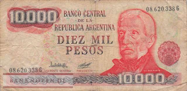 Argentina - 10.000  Pesos (#306a-3-G_VG)
