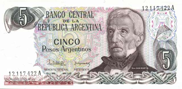 Argentinien - 5  Pesos Argentinos (#312a-1_UNC)