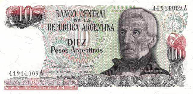 Argentinien - 10  Pesos Argentinos (#313a-1_UNC)