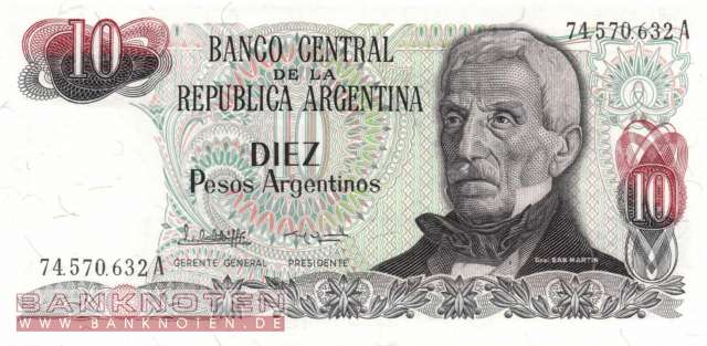 Argentinien - 10  Pesos Argentinos (#313a-2-A_UNC)