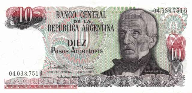 Argentinien - 10  Pesos Argentinos (#313a-B_UNC)