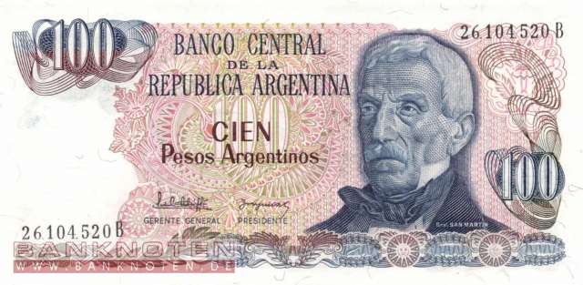 Argentinien - 100  Pesos Argentinos (#315a-1-B_UNC)