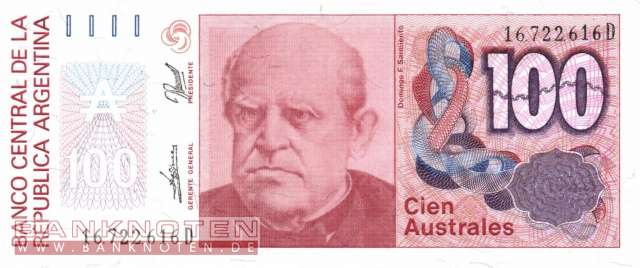 Argentinien - 100  Australes (#327c-D_UNC)