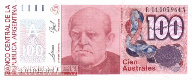 Argentinien - 100  Australes - Ersatzbanknote (#327c-R_UNC)