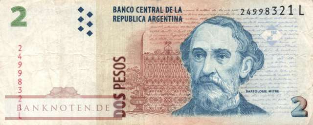 Argentinien - 2  Pesos (#352-L_F)