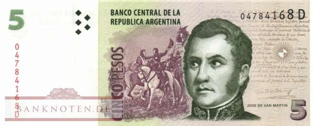 Argentina - 5  Pesos (#353a-2-D_UNC)