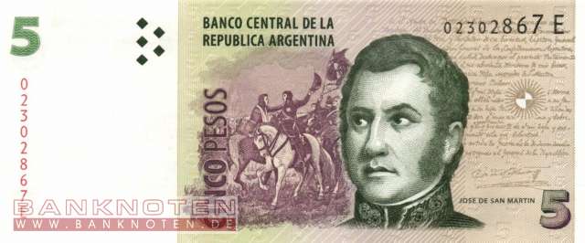 Argentina - 5  Pesos (#353a-2-E_UNC)