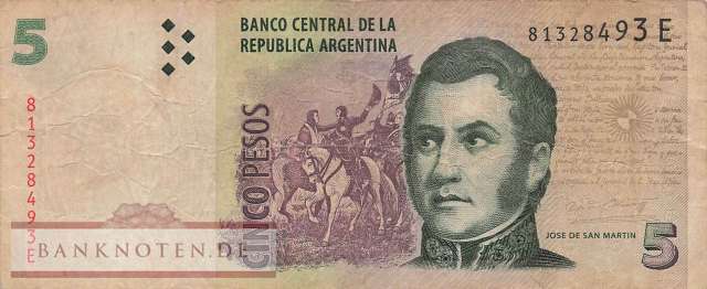 Argentina - 5  Pesos (#353a-3-E_F)