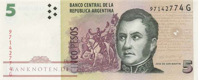 Argentina - 5  Pesos (#353a-5-G_UNC)