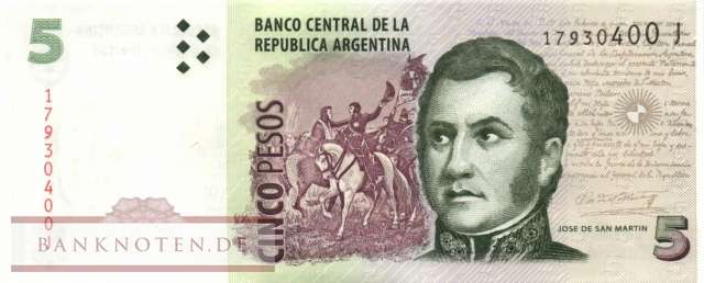 Argentinien - 5  Pesos (#353d-J_UNC)