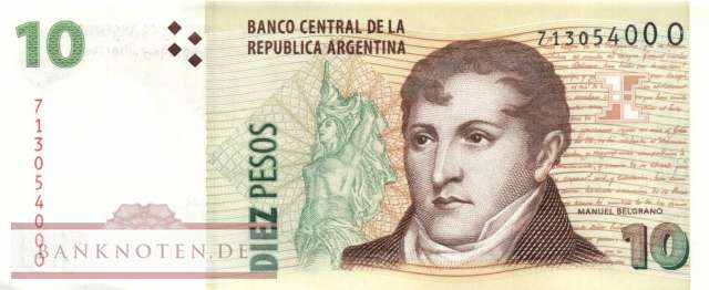 Argentinien - 10  Pesos (#354-O_UNC)