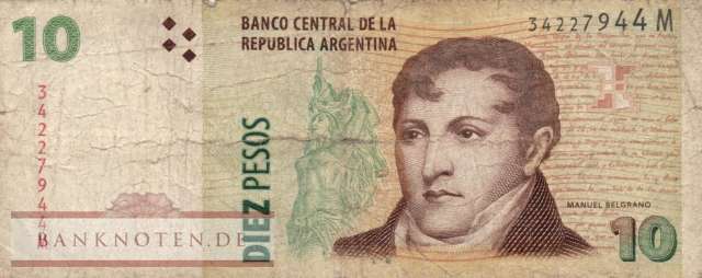 Argentina - 10  Pesos (#354a-5-M_VG)