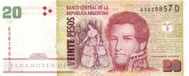 Argentinien - 20  Pesos (#355-D-U3_UNC)