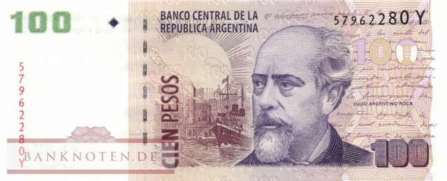 Argentina - 100  Pesos (#357a-5-Y_UNC)