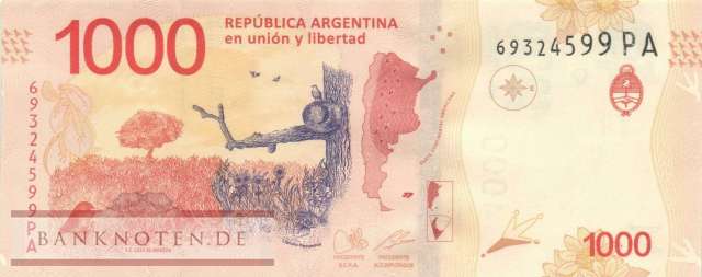 Argentinien - 1.000  Pesos (#366-PA_UNC)
