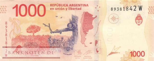 Argentinien - 1.000  Pesos (#366-W_UNC)