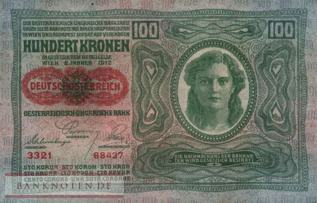 Austria - 100  Kronen (#056_XF)