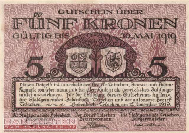 Bodenbach und Tetschen - 5  Kronen (#RNG037a-2_AU)
