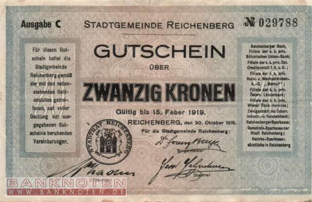 Reichenberg - 20  Kronen (#RNG088c_VF)