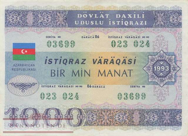 Azerbaijan - 1.000  Manat (#013_C_XF)