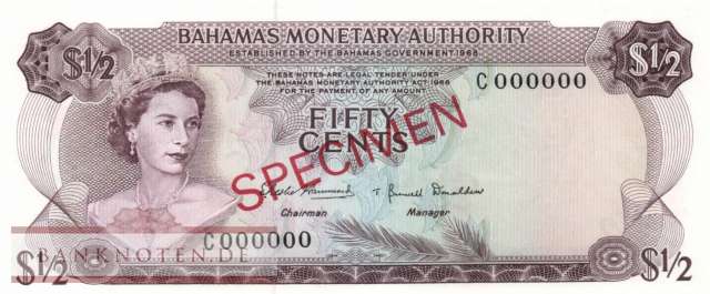 Bahamas - 1/2  Dollar - SPECIMEN (#026s_UNC)