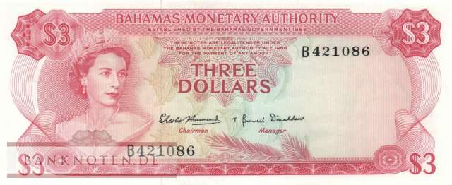 Bahamas - 3  Dollars (#028a_UNC)