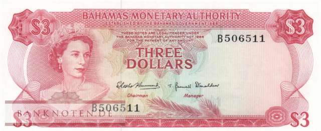 Bahamas - 3  Dollars (#028a_UNC)