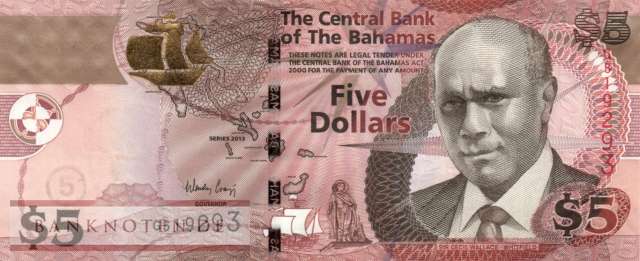 Bahamas - 5  Dollars (#072A_UNC)