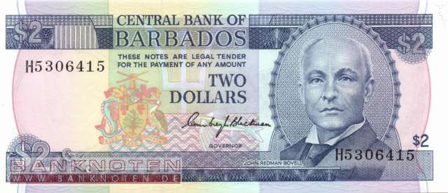 Barbados - 2  Dollars (#030a_UNC)