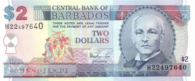 Barbados - 2  Dollars (#054b_UNC)