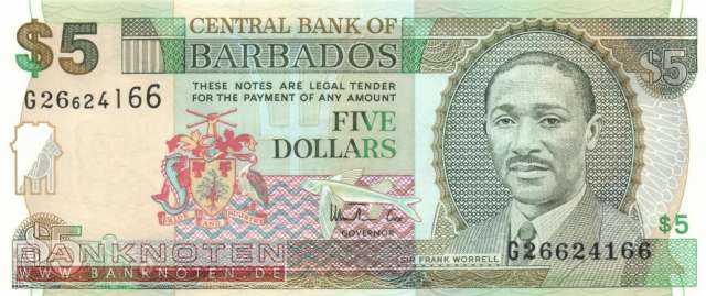 Barbados - 5  Dollars (#055_UNC)